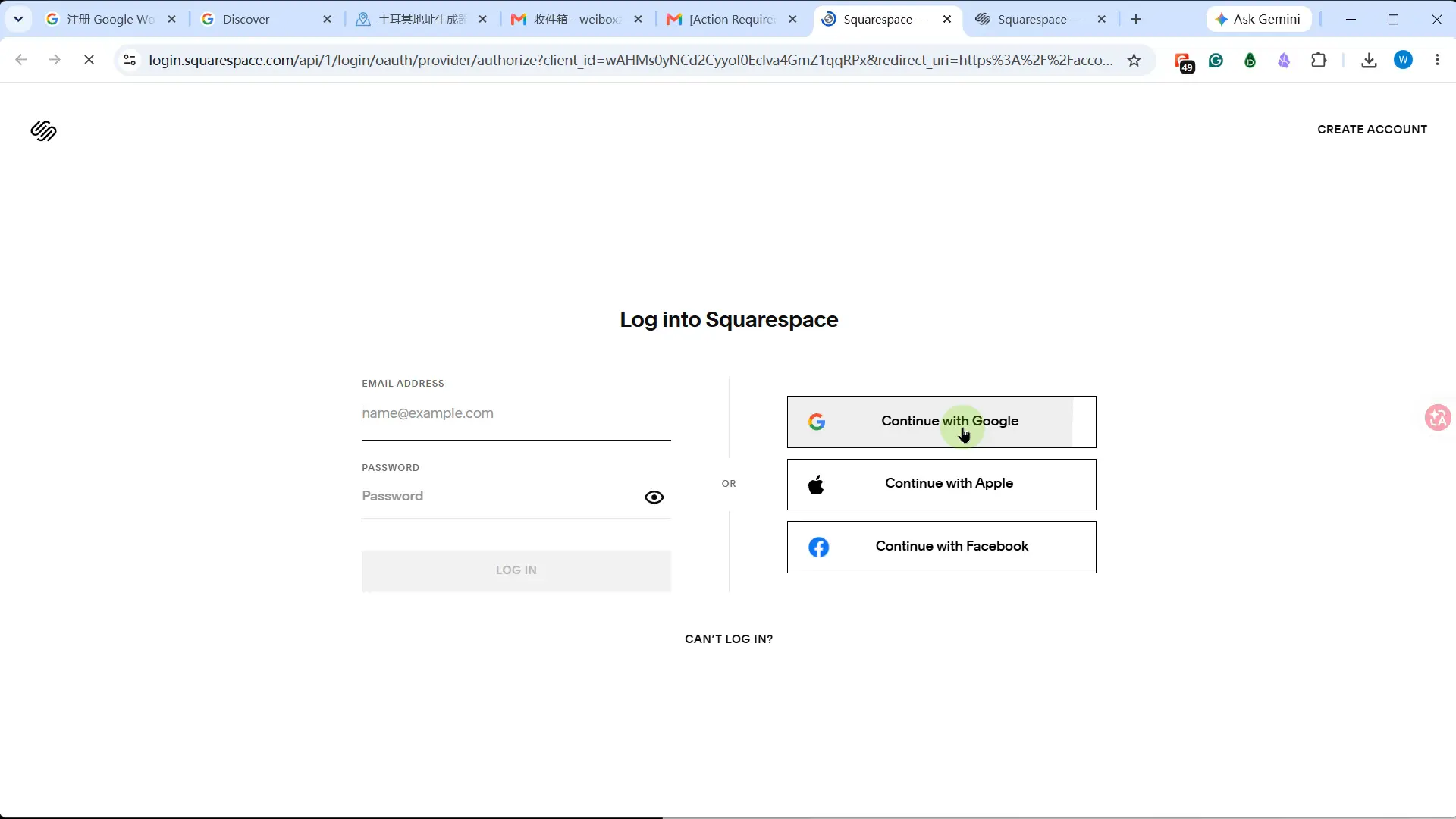 Continue with Google